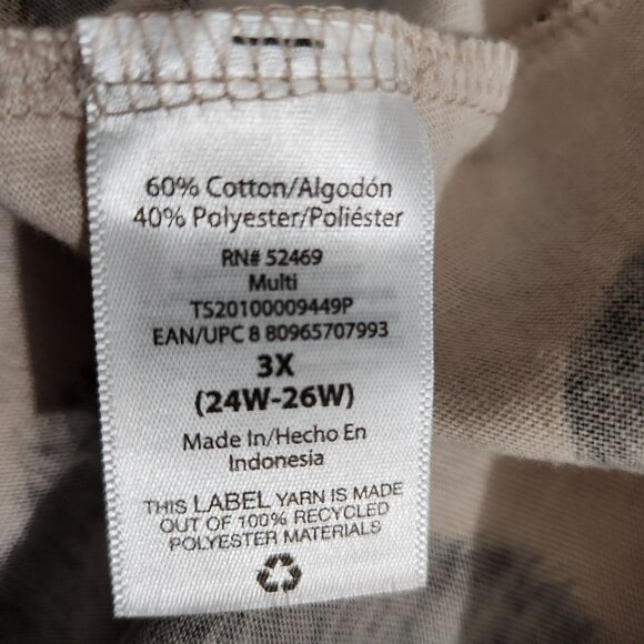 Terra & Sky Dress Womens 3X Leopard Print Flutter Sleeve T-Shirt Dress Beige Bla - Picture 11 of 14